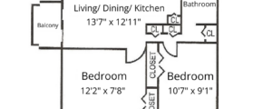 a floor plan of a two bedroom apartment