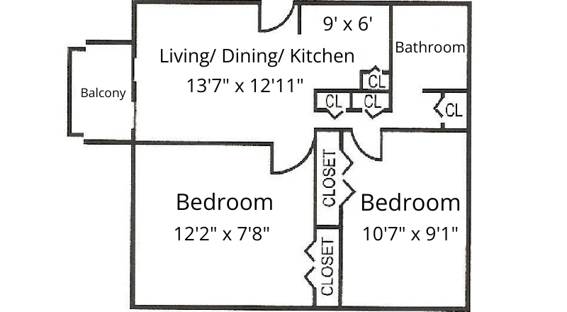 a floor plan of a two bedroom apartment