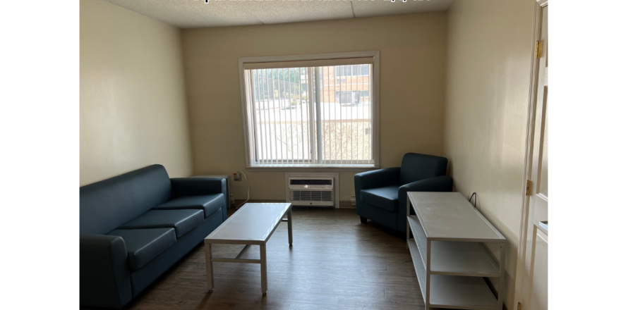 a living room with two couches and a coffee table