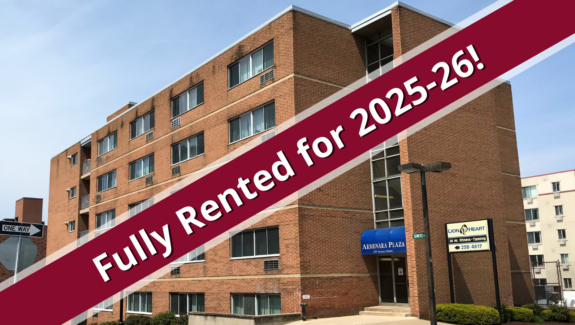 a red and white sign that says fully rented for 205 - 205