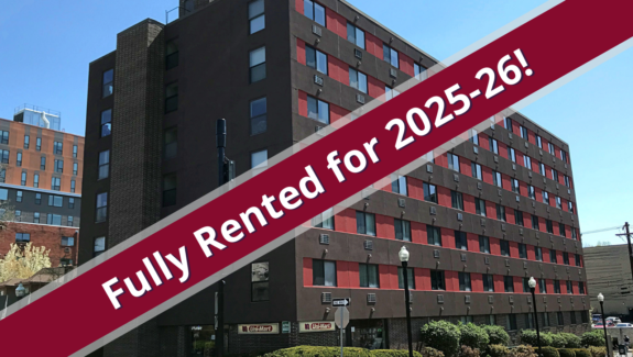 a red and white sign that says fully rented for 205 - 205