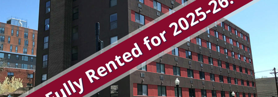 a red and white sign that says fully rented for 205 - 205