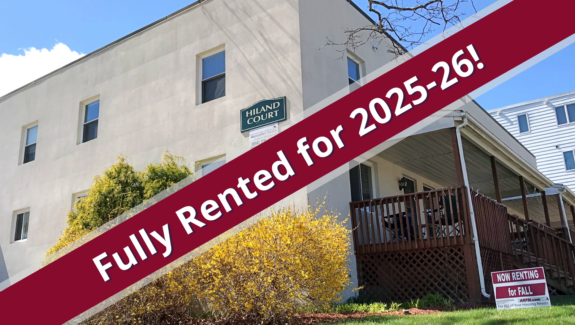 a red and white sign that says fully rented for 205 - 205